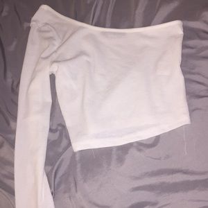 One sleeve white shirt.